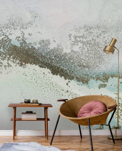 light blue and gold customizable abstract mural called Shallow Pass by Petra Meikle de Vlas light blue and gold customizable abstract mural called Shallow Pass by Petra Meikle de Vlas