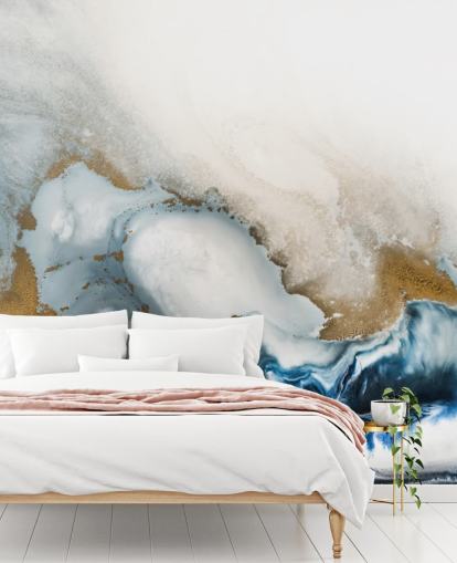 white, grey and gold customisable abstract wall mural called Swirl by Petra Meikle de Vlas white, grey and gold customisable abstract wall mural called Swirl by Petra Meikle de Vlas