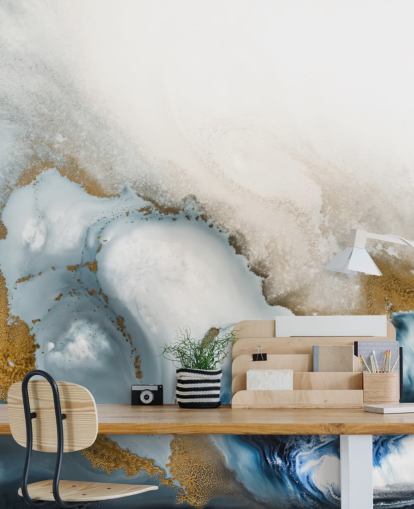 witte, grijze en gouden aanpasbare abstracte muurschildering genaamd Swirl van Petra Meikle de Vlas witte, grijze en gouden aanpasbare abstracte muurschildering genaamd Swirl van Petra Meikle de Vlas