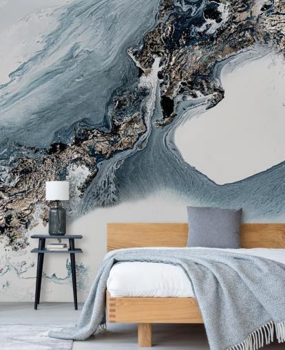 grey and white custom abstract wall mural called The Crossing by Petra Meikle de Vlas