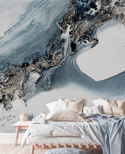 grey and white custom abstract wall mural called The Crossing by Petra Meikle de Vlas