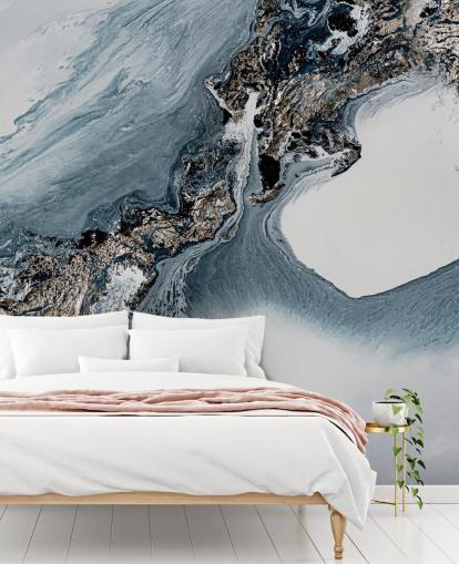 grey and white custom abstract wall mural called The Crossing by Petra Meikle de Vlas