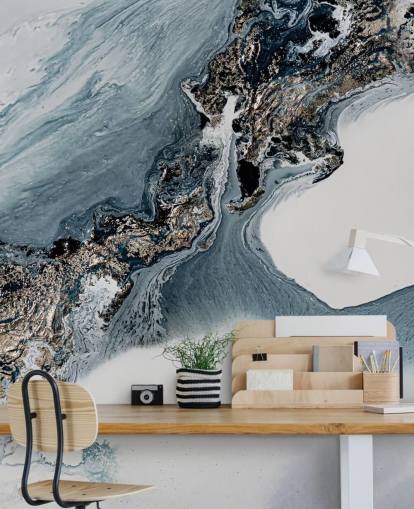 grey and white custom abstract wall mural called The Crossing by Petra Meikle de Vlas