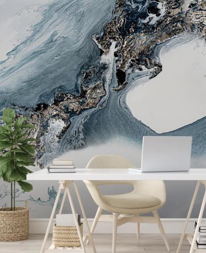 grey and white custom abstract wall mural called The Crossing by Petra Meikle de Vlas grey and white custom abstract wall mural called The Crossing by Petra Meikle de Vlas