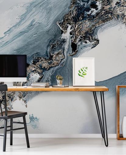 grey and white custom abstract wall mural called The Crossing by Petra Meikle de Vlas