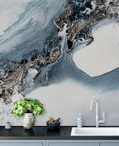 murale astratto personalizzato grigio e bianco chiamato The Crossing di Petra Meikle de Vlas murale astratto personalizzato grigio e bianco chiamato The Crossing di Petra Meikle de Vlas