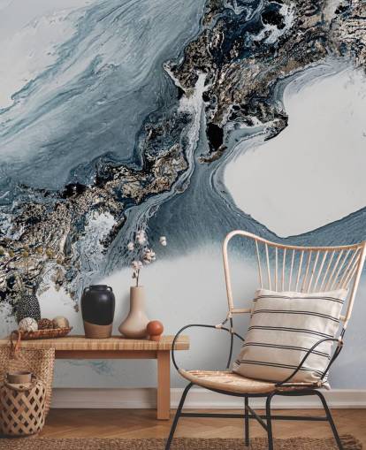 murale astratto personalizzato grigio e bianco chiamato The Crossing di Petra Meikle de Vlas murale astratto personalizzato grigio e bianco chiamato The Crossing di Petra Meikle de Vlas