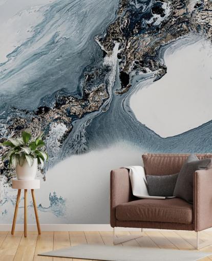 grey and white custom abstract wall mural called The Crossing by Petra Meikle de Vlas grey and white custom abstract wall mural called The Crossing by Petra Meikle de Vlas