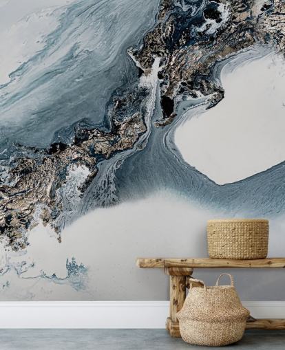 murale astratto personalizzato grigio e bianco chiamato The Crossing di Petra Meikle de Vlas murale astratto personalizzato grigio e bianco chiamato The Crossing di Petra Meikle de Vlas