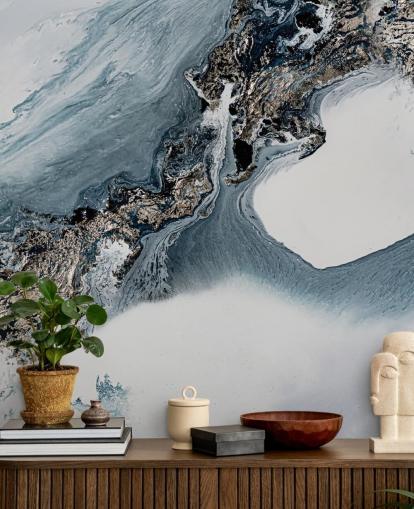 gray and white custom abstract wall mural called The Crossing by Petra Meikle de Vlas gray and white custom abstract wall mural called The Crossing by Petra Meikle de Vlas