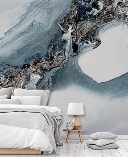 grey and white custom abstract wall mural called The Crossing by Petra Meikle de Vlas grey and white custom abstract wall mural called The Crossing by Petra Meikle de Vlas