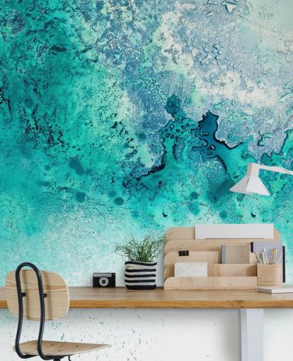 turquoise customizable abstract ocean wall mural called Turquoise Whispering by Petra Meikle de Vlas