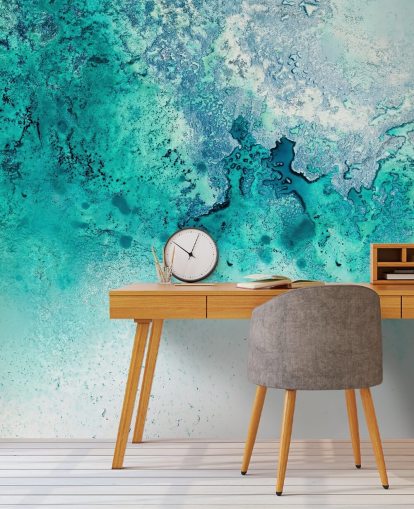 turkoosi muokattava abstrakti valtameren seinämaalaus nimeltä Turquoise Whispering, kirjoittanut Petra Meikle de Vlas turkoosi muokattava abstrakti valtameren seinämaalaus nimeltä Turquoise Whispering, kirjoittanut Petra Meikle de Vlas