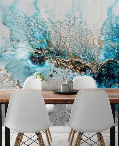 Personalisierbares Wandbild in Weiß, Blau und Gold namens Twisted von Petra Meikle de Vlas für Heimbüros, Schlafzimmer und Küchen Personalisierbares Wandbild in Weiß, Blau und Gold namens Twisted von Petra Meikle de Vlas für Heimbüros, Schlafzimmer und Küchen