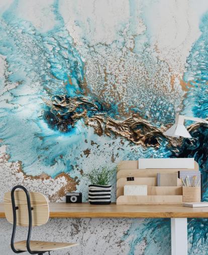 white, blue and gold customisable wall mural called Twisted by Petra Meikle de Vlas for home offices, bedrooms and kitchens white, blue and gold customisable wall mural called Twisted by Petra Meikle de Vlas for home offices, bedrooms and kitchens