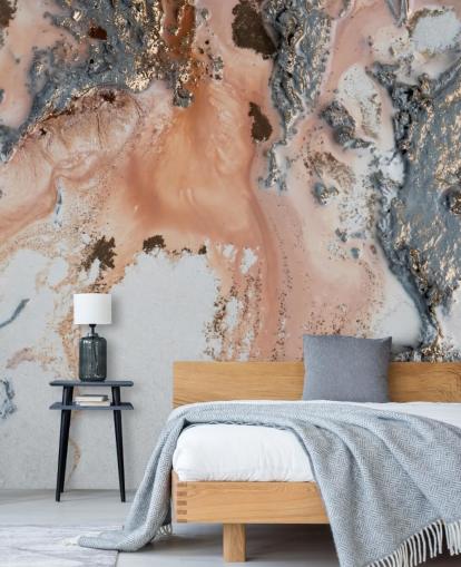 roze, grijze en gouden abstracte muurschildering op maat genaamd Unearthing van Petra Meikle de Vlas voor slaapkamers en woonkamers roze, grijze en gouden abstracte muurschildering op maat genaamd Unearthing van Petra Meikle de Vlas voor slaapkamers en woonkamers