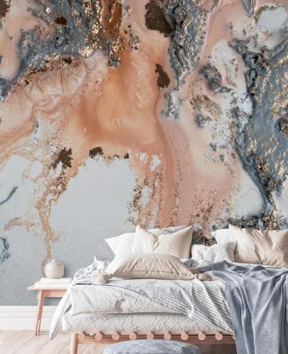 murale astratto personalizzato rosa, grigio e oro chiamato Unearthing di Petra Meikle de Vlas per camere da letto e salotti murale astratto personalizzato rosa, grigio e oro chiamato Unearthing di Petra Meikle de Vlas per camere da letto e salotti