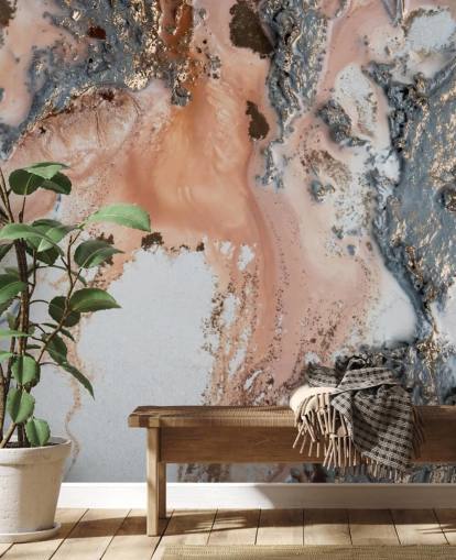 Maßgeschneidertes abstraktes Wandbild in Rosa, Grau und Gold namens Unearthing von Petra Meikle de Vlas für Schlafzimmer und Wohnzimmer Maßgeschneidertes abstraktes Wandbild in Rosa, Grau und Gold namens Unearthing von Petra Meikle de Vlas für Schlafzimmer und Wohnzimmer