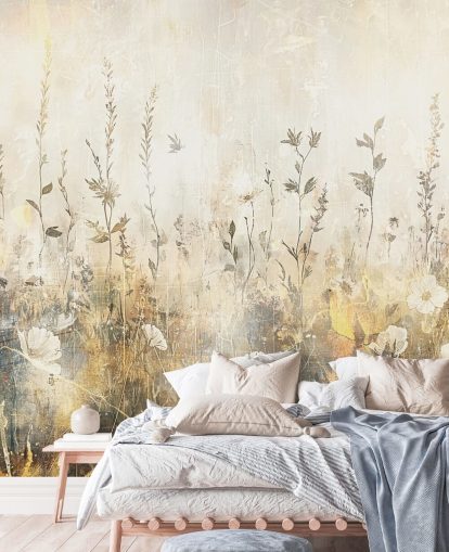 ljus anpassningsbar blommig tapetväggmålning kallad Distressed Bright Florals II av Rafal Kulik ljus anpassningsbar blommig tapetväggmålning kallad Distressed Bright Florals II av Rafal Kulik