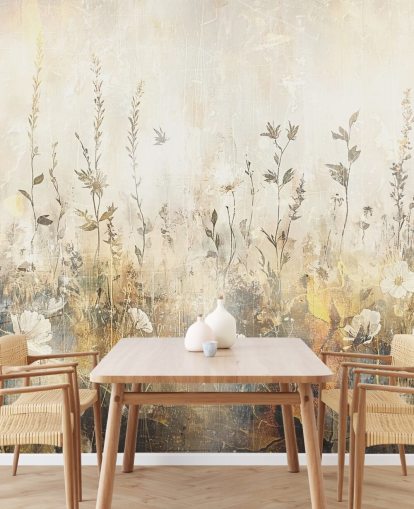 bright customizable floral wallpaper mural called Distressed Bright Florals II by Rafal Kulik