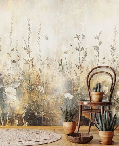 papier peint mural floral personnalisable lumineux appelé Distressed Bright Florals II par Rafal Kulik