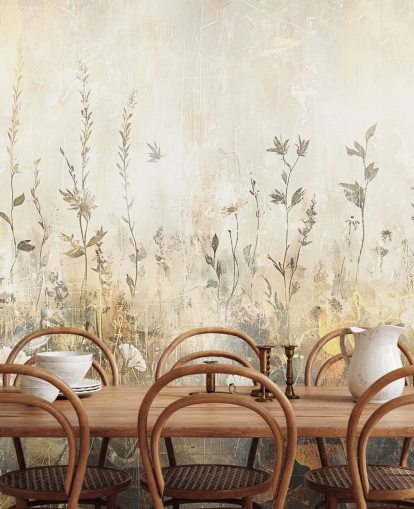 bright customisable floral wallpaper mural called Distressed Bright Florals II by Rafal Kulik