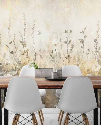 heldere aanpasbare bloemenbehangmuurschildering genaamd Distressed Bright Florals II van Rafal Kulik