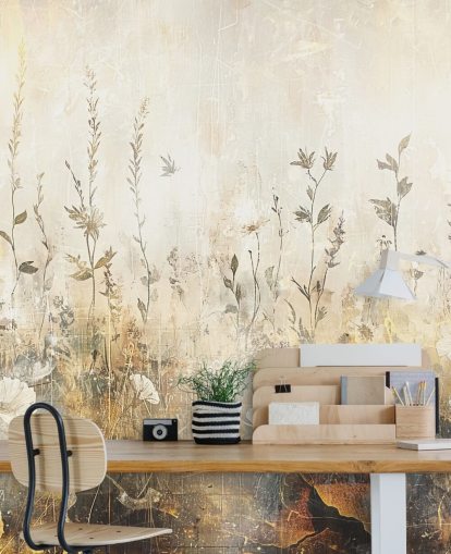 lyst tilpassbart blomstertapet vægmaleri kaldet Distressed Bright Florals II af Rafal Kulik lyst tilpassbart blomstertapet vægmaleri kaldet Distressed Bright Florals II af Rafal Kulik