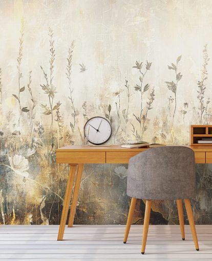bright customisable floral wallpaper mural called Distressed Bright Florals II by Rafal Kulik