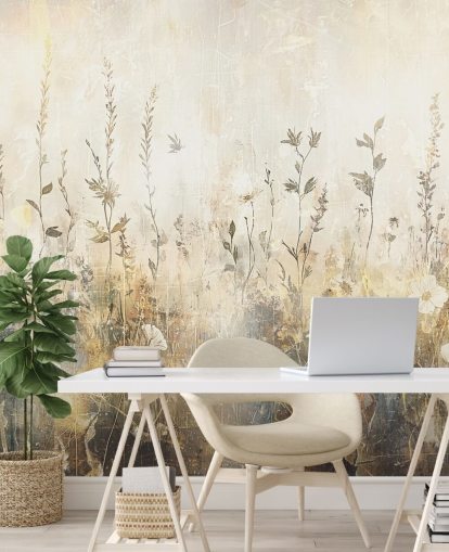 heldere aanpasbare bloemenbehangmuurschildering genaamd Distressed Bright Florals II van Rafal Kulik