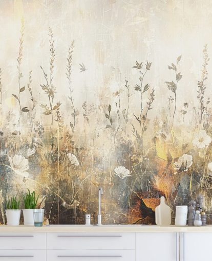 mural de papel pintado floral brillante y personalizable llamado Distressed Bright Florals II de Rafal Kulik