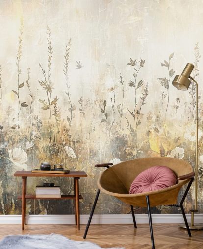 helle, individuell gestaltbare Blumentapete namens Distressed Bright Florals II von Rafal Kulik