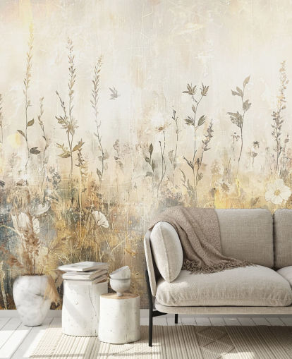 mural de papel pintado floral brillante y personalizable llamado Distressed Bright Florals II de Rafal Kulik