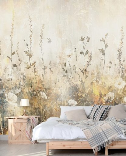 mural de papel pintado floral brillante y personalizable llamado Distressed Bright Florals II de Rafal Kulik
