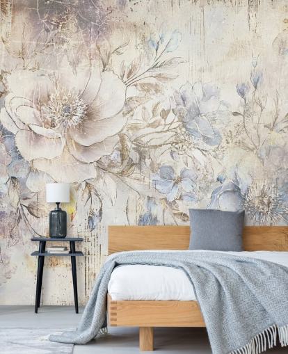 bright custom floral wall mural called Distressed Bright Florals by Rafal Kulik bright custom floral wall mural called Distressed Bright Florals by Rafal Kulik