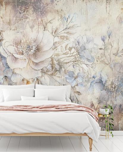 bright custom floral wall mural called Distressed Bright Florals by Rafal Kulik bright custom floral wall mural called Distressed Bright Florals by Rafal Kulik