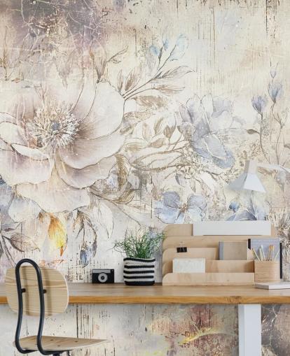 lyst tilpasset blomsterveggmaleri kalt Distressed Bright Florals av Rafal Kulik lyst tilpasset blomsterveggmaleri kalt Distressed Bright Florals av Rafal Kulik