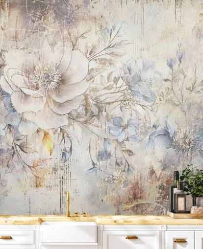 helles individuelles Blumenwandbild namens Distressed Bright Florals von Rafal Kulik