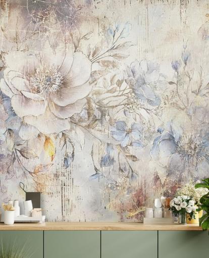 bright custom floral wall mural called Distressed Bright Florals by Rafal Kulik bright custom floral wall mural called Distressed Bright Florals by Rafal Kulik