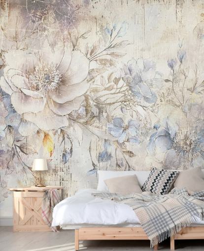 helles individuelles Blumenwandbild namens Distressed Bright Florals von Rafal Kulik helles individuelles Blumenwandbild namens Distressed Bright Florals von Rafal Kulik