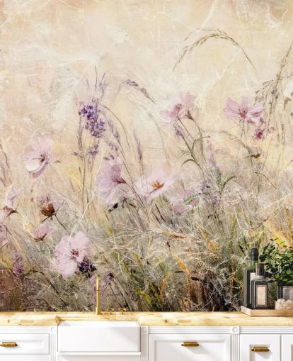 mural de parede de prado personalizado amarelo e roxo chamado Distressed Floral Meadow II de Rafal Kulik mural de parede de prado personalizado amarelo e roxo chamado Distressed Floral Meadow II de Rafal Kulik