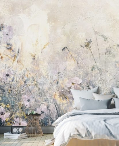 carta da parati murale floreale vintage colorata e personalizzabile chiamata Distressed Floral Meadow di Rafal Kulik carta da parati murale floreale vintage colorata e personalizzabile chiamata Distressed Floral Meadow di Rafal Kulik