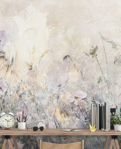 farbenfrohe, individuell gestaltbare Vintage-Blumentapete namens Distressed Floral Meadow von Rafal Kulik farbenfrohe, individuell gestaltbare Vintage-Blumentapete namens Distressed Floral Meadow von Rafal Kulik