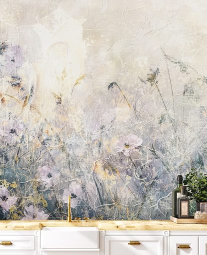 färgglad anpassningsbar vintage blommig tapetväggmålning som heter Distressed Floral Meadow av Rafal Kulik färgglad anpassningsbar vintage blommig tapetväggmålning som heter Distressed Floral Meadow av Rafal Kulik