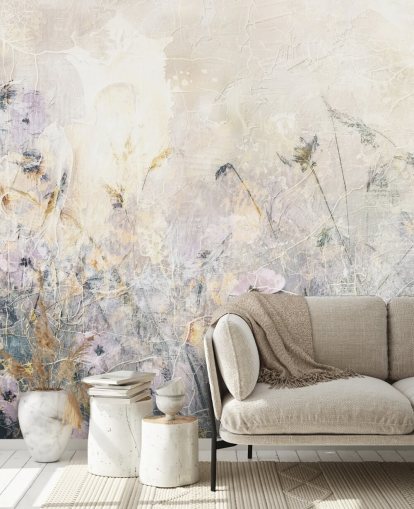 Rafal Kulikin värikäs muokattava vintage-kukka-taustakuvamaalaus nimeltään Distressed Floral Meadow