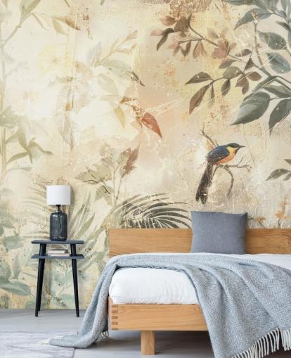 neutrales, anpassbares Wald-Wandbild namens Distressed Forest Bird von Rafal Kulik für Schlafzimmer, Wohnzimmer und mehr