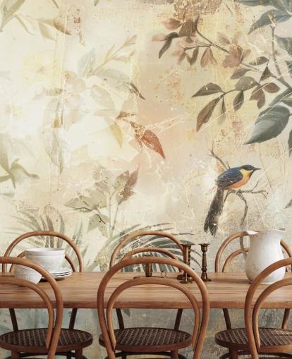 neutrales, anpassbares Wald-Wandbild namens Distressed Forest Bird von Rafal Kulik für Schlafzimmer, Wohnzimmer und mehr