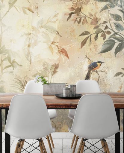 neutrales, anpassbares Wald-Wandbild namens Distressed Forest Bird von Rafal Kulik für Schlafzimmer, Wohnzimmer und mehr