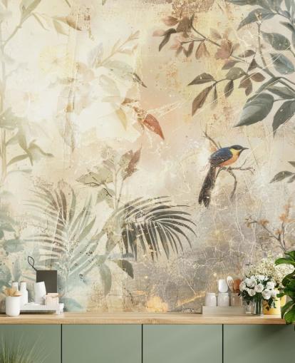 mural de parede florestal neutro e personalizável chamado Distressed Forest Bird de Rafal Kulik para quartos, salas de estar e muito mais mural de parede florestal neutro e personalizável chamado Distressed Forest Bird de Rafal Kulik para quartos, salas de estar e muito mais