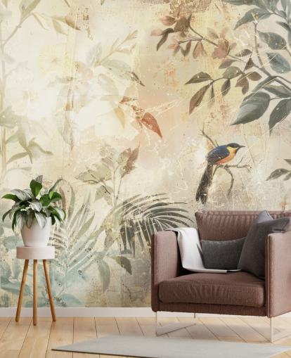neutral customisable forest wall mural called Distressed Forest Bird by Rafal Kulik for bedrooms, living rooms and more neutral customisable forest wall mural called Distressed Forest Bird by Rafal Kulik for bedrooms, living rooms and more